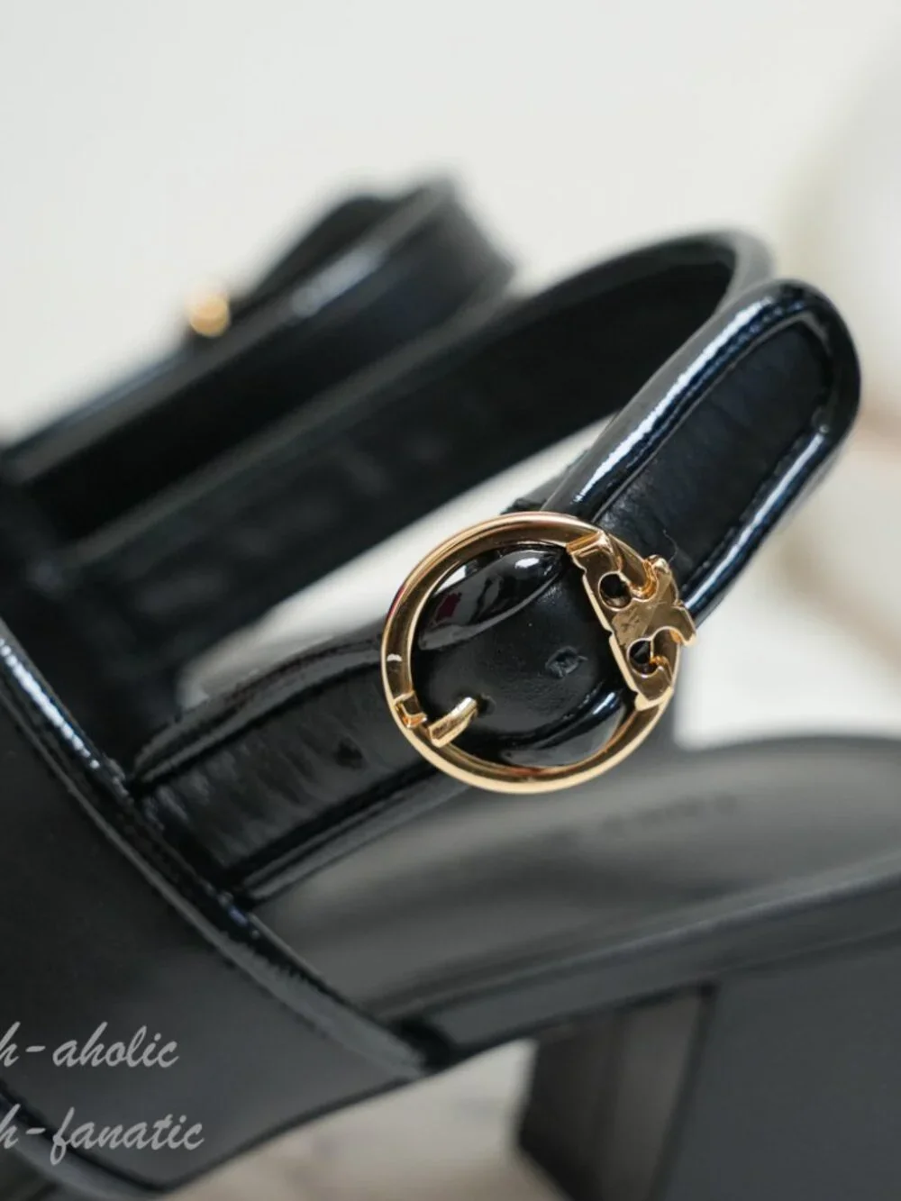 Tory Burch Selby 45MM Napa Leather Sandal in Perfect Black/Gold NIB